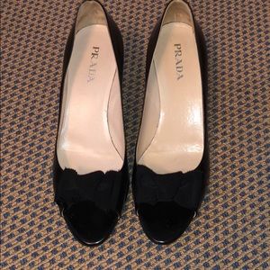 Black peep toe Prada heels